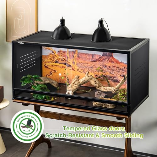 Stackable PVC Reptile Enclosure 44"x20"x20" – Space-Saving 4-Pack Modular Reptile Tank System with Front Opening Doors & Lock, Expandable Terrarium for Bearded Dragon, Ball Python, Gecko - size: Four 44x20x20''-76 Gallon with Kit