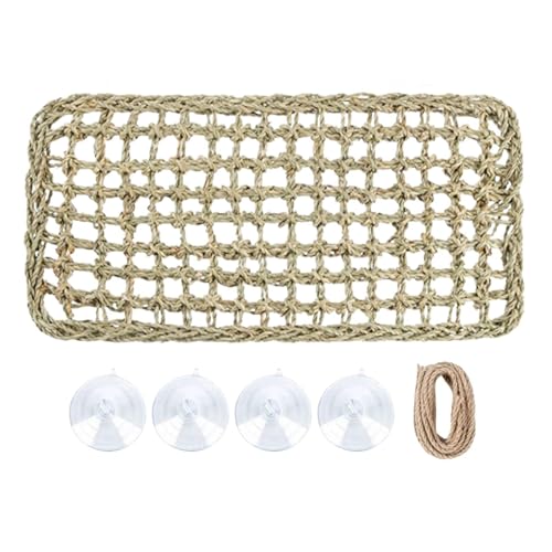 Reptile Hanging Hammock | Hay & Rope Material, 15.7in X 7.1in, Flexible Jungle Vine Decor | Lizard Snake Terrarium Climbing Plant Bed | Suction Cup Mount, Gecko Habitat Accessory - color: 40x18cm
