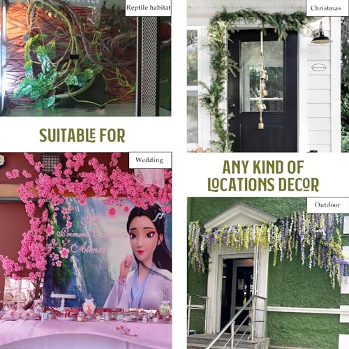 118 inch Small Green Artificial Tree Branches Grapevine Garland Ivy Willow Vines Plants Fake Cherry Blossom Tree Trunk Twigs for Wall Hanging Forest Room Home Wedding New Year Decoration - size: Small