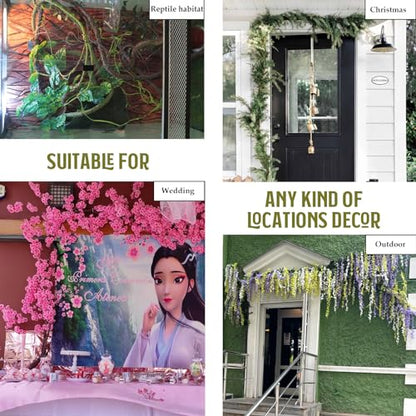 118 inch Small Green Artificial Tree Branches Grapevine Garland Ivy Willow Vines Plants Fake Cherry Blossom Tree Trunk Twigs for Wall Hanging Forest Room Home Wedding New Year Decoration - size: Small