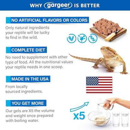 Gargeer 16oz Bearded Dragon Food. Complete Gel Diet for Both Juveniles and Adults. Proudly Made in The USA, Using Premium Ingredients, Fortified Gourmet Formula. Enjoy! - size: 1 Pound (Pack of 1)