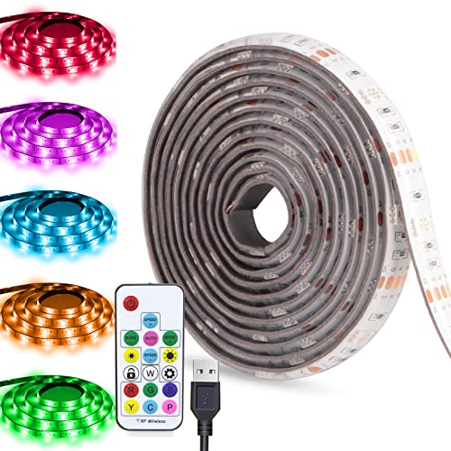 USB Powered LED Strip Light Rainbow TV Backlight 9.8FT/3M RGB Chasing Led Lights Waterproof USB Lights Strip with RF Remote TV/PC Background Bias Lighting Cuttable Strip Lights for DIY Decoration - size: RGB+9.8FT/3M
