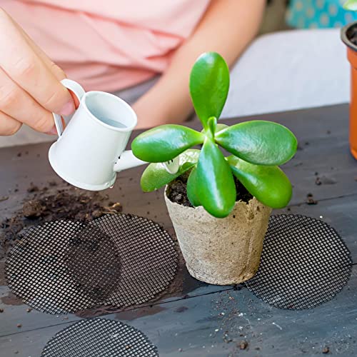 Shappy 200 Pcs Mesh for Plant Pot Drainage Screen 2 Inch 4 Inch Drainage Mesh Round Flower Pot Hole Grid Screen Cover Pad Bonsai Bottom Grid Mat Gardening Reusable Essentials for Prevent Soil Loss
