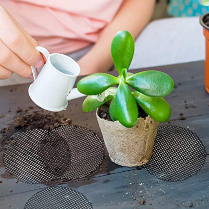 Shappy 200 Pcs Mesh for Plant Pot Drainage Screen 2 Inch 4 Inch Drainage Mesh Round Flower Pot Hole Grid Screen Cover Pad Bonsai Bottom Grid Mat Gardening Reusable Essentials for Prevent Soil Loss