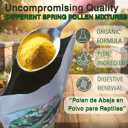 HONEY&SUN® (4oz) Organic Bee Pollen Powder – Bearded Dragon Food Topper & Reptile Vitamins, 100% Pure Natural Supplement for Healthy Skin & Color