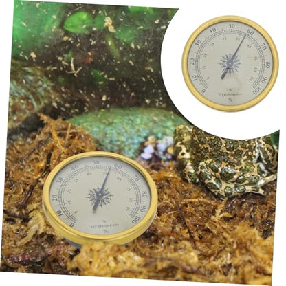 Golden Round Hygrometer 72mm Analog Humidity Gauge with Glass Face Stainless Steel High Accuracy for Terrarium and Indoor Humidity Monitoring