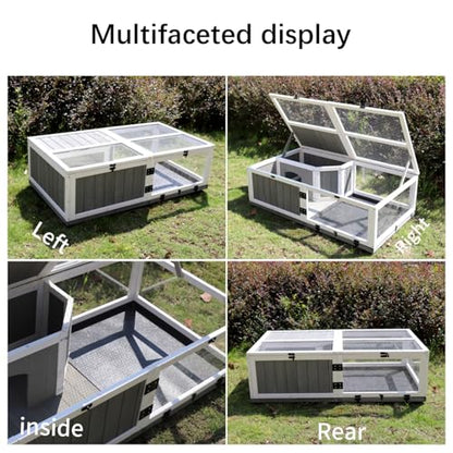 43" Upgrade Wooden Turtle House - Solid Wood Grey - Indoor Outdoor Use - Durable Reptile Cage