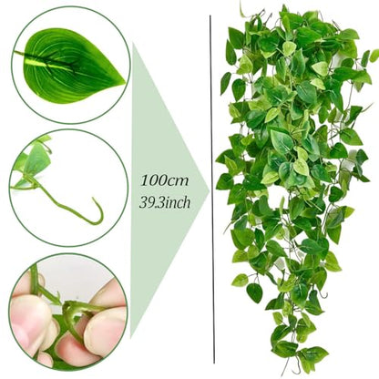 Adak Fake Hanging Plants Vines (2 Pack) – Artificial Ivy Greenery Garlands for Room Decor, Bedroom, Living Room, Kitchen, Office & Patio – Indoor & Outdoor Hanging Décor (No Flowerpot)