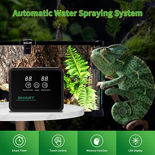 Reptile Misting System with Timer | Reptile Mister with 360°Adjustable Misting Nozzles for Terrariums Amphibian Lizard Snake Frog Plants
