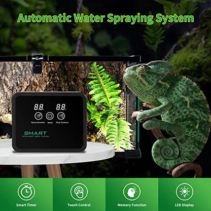 Reptile Misting System with Timer | Reptile Mister with 360°Adjustable Misting Nozzles for Terrariums Amphibian Lizard Snake Frog Plants