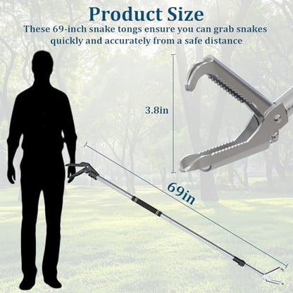Snake Grabber Tool,Wide Jaw with Locking Function Reptile Tongs for Rattlesnakes Long Reach Folding Snake Catcher for Outdoor