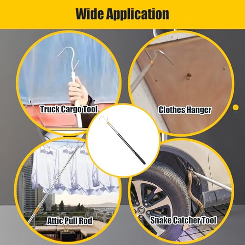 Snake Hook Grabber Tool - 60 Inches Extensible Stainless Steel Reptile Catcher Stick Telescoping Pole