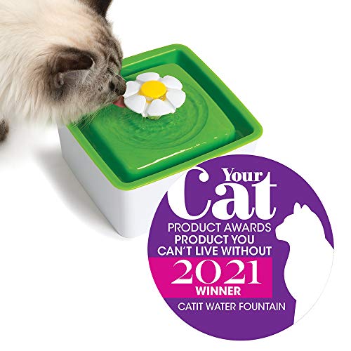 Catit 2.0 Mini Flower Drinking Fountain – Cat Water Fountain with Triple Filter and Ergonomic Drinking Options,Green - style: Mini water Fountain