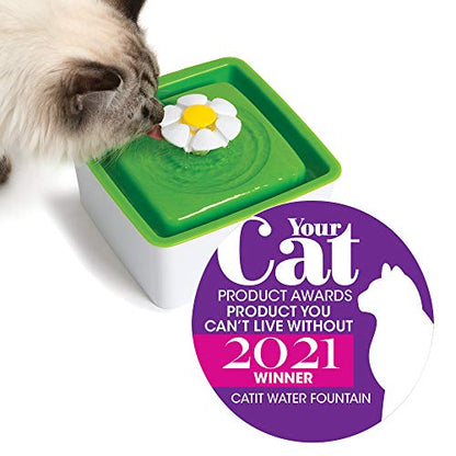 Catit 2.0 Mini Flower Drinking Fountain – Cat Water Fountain with Triple Filter and Ergonomic Drinking Options,Green - style: Mini water Fountain