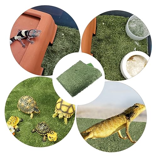 Yardwe Turtle Tank Decorations Reptile Decor Snake Habitat Mat Fake Lawn Mat Reptile Heat Pad Washable