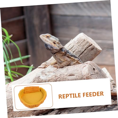Sosoport Crawl Pets Water Basin Bark Pattern Reptile Water Dish for Lizards Turtles and Snakes Easy to Clean Non-Spill Design for Terrarium Accessories