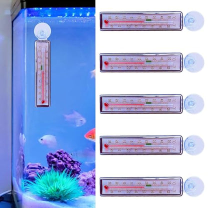 5 Pieces Aquarium Thermometer Tank Thermometer for Freshwater and Saltwater Large Range Accurate Submersible Thermometer Rectangle