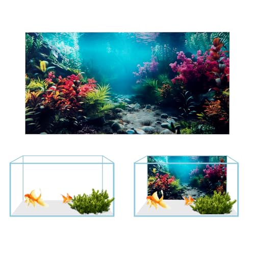 COMSUN 3 Pack Aquarium Background, 30x18 inches Polyester Aquarium Background, Cloth Fish Tank Background, Undersea Corals Sunshines & Rock Aquatic Plants - size: 30x18 Inch