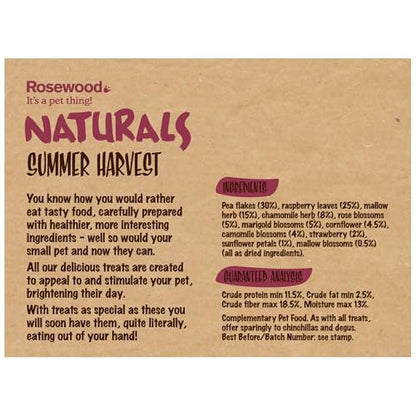 Rosewood Naturals: Summer Harvest - 4 Pack, 5.2oz Bags - Small Animal Treat, Dried Flower-Fruit-Vegetable-Herb Mix, All Natural, Pet-Rabbit-Guinea Pig