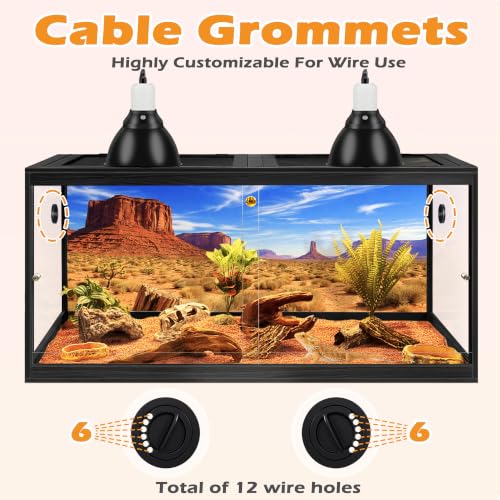 PROLEE 120 Gallon Bearded Dragon Tank, 4x2x2 Reptile Enclosure with Tempered Glass Sliding Doors, Lockable Front Opening and Metal Mesh Top, Large Terrarium for Lizards and Snakes, Black - color: Black
