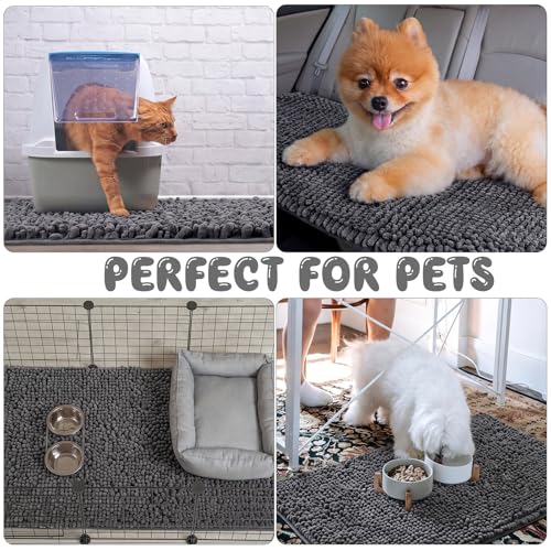 Amylove 4 Pcs Guinea Pig Cage Liner 12 x 12 Inch Washable Shaggy Chenille Pee Pads Pet Dog Cat Bedding Training Mat Reusable for Small Animals Puppy Bunny Hamster Chinchilla - color: Dark Gray, size: 12 x 12 Inch, style: Shaggy Chenille