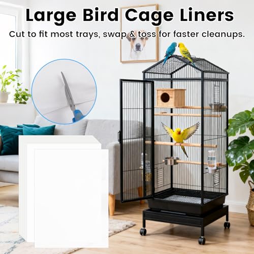 23.6x16.9in Bird Cage Liners - 100 Sheets Pre-Cut Disposable Cage Tray Liners, High Absorbent Non-Woven Pads for Parrots, Cockatiels and Small Animals - size: 23.6x16.9in-100P