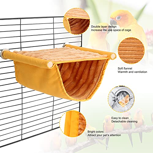 BWOGUE Winter Warm Bird Nest Bed Hanging Hammock Snuggle Hut Parrot House Tent Toy Bird Cage Perch for Parakeet Budgies Cockatiels Lovebird Cockatoo Finch Hamster Chinchilla Guinea Pig(Medium, Yellow) - color: Yellow, size: Medium (9"x7.2")