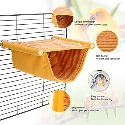 BWOGUE Winter Warm Bird Nest Bed Hanging Hammock Snuggle Hut Parrot House Tent Toy Bird Cage Perch for Parakeet Budgies Cockatiels Lovebird Cockatoo Finch Hamster Chinchilla Guinea Pig(Medium, Yellow) - color: Yellow, size: Medium (9"x7.2")