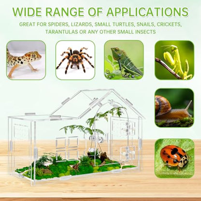 Acrylic Jumping Spider Enclosure, Jumping Spider Terrarium, Versatile Reptile Enclosure for Tarantula, Gecko, Hermit Crab Tank - color: transparent-A