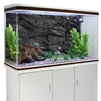 AWERT 60x24 inches Stone Aquarium Background Black Rock Fish Tank Background Rocky Terrarium Background Durable Polyester Background - size: 60x24in/150x60cm