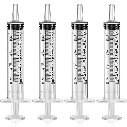 Frienda 4 Packs Large Plastic Syringe Measuring Syringe Tools Dispensing Multiple Uses (10 ml)