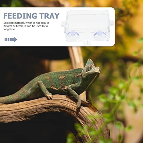 2pcs Transparent Reptile Feeding Bowls Escape Food and Water Dishes for Lizards Geckos and Bearded Dragons -Style Feeders for Reptile Pets