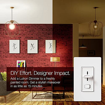 Lutron Skylark LED+ Dimmer Switch for Dimmable LED, Lutron Dimmer Switch For Halogen and Incandescent Bulbs, 150W/Single-Pole or 3-Way, SCL-153P-WH, White - color: White