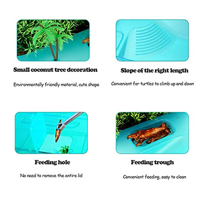 kathson Turtle Tank Aquarium, Turtle Habitat Reptile Plastic Terrarium Safe Durable, Tortoise Tank with Lid Prevent from Climbing Escaping (Small) - size: Small - 13x9.2x5.5 Inch