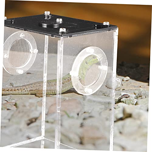 Toyvian Transparent Reptile Box Acrylic Lizard Tank Portable Breeding Container Lightweight Terrarium for Gecko Chameleon Spider Scorpion Pet Habitat with Full View and Spacious Design