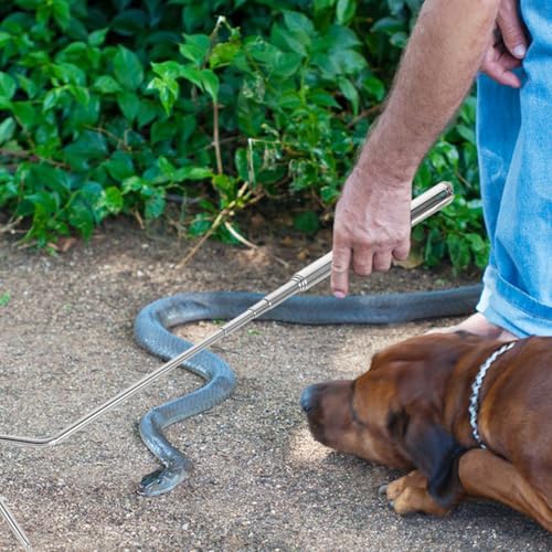 BESPORTBLE Retractable Stainless Steel Snake Hook Grabber Portable Adjustable Snake Catching Tool for Reptile Handling and Secure Capture