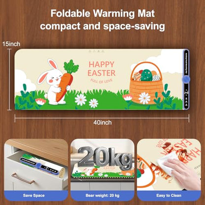 Food Warmer Mat Extra Large 40”X15” Rolled Up Electronic XXL Warming Mat for Buffet/Family Gathering Meals/Parties Silicone Food Warming Mat 9-Level Temp Control 18H Auto-Off - size: Easter-XXL 15*40in