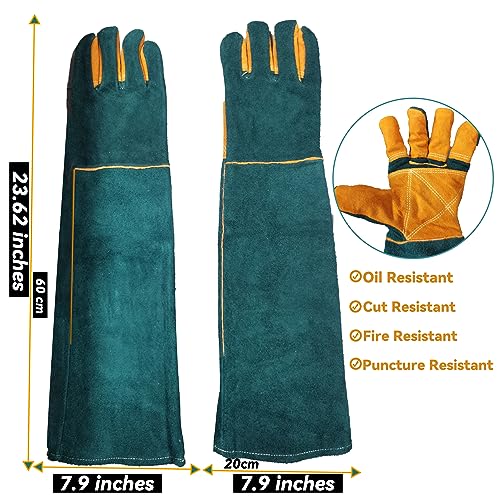 Animal Handling Gloves,23.6" Long Sleeves Gauntlet,Safety Work Gloves,Bite Proof Gloves for Dogs Training