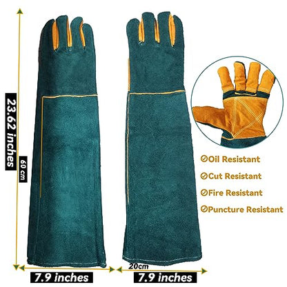 Animal Handling Gloves,23.6" Long Sleeves Gauntlet,Safety Work Gloves,Bite Proof Gloves for Dogs Training