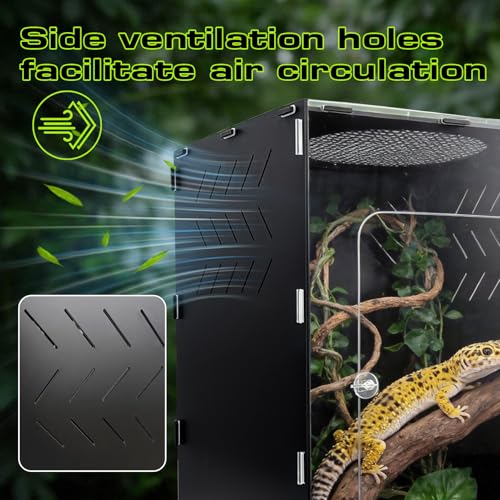 25 Gallon Reptile Tank Enclosure,16x16x24 Reptile Terrarium Acrylic Front Opening with Metal Translucent Mesh Top for Crested Gecko Lizards, Snakes, Chameleon