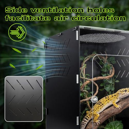 25 Gallon Reptile Tank Enclosure,16x16x24 Reptile Terrarium Acrylic Front Opening with Metal Translucent Mesh Top for Crested Gecko Lizards, Snakes, Chameleon