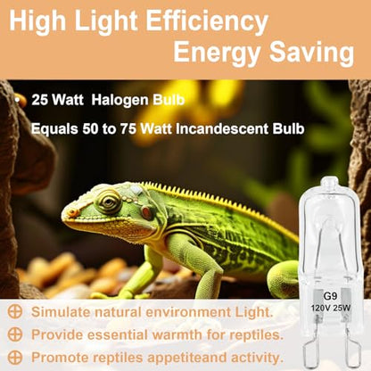 G9 Heat Lamp Bulbs for Reptile,Day White, Mini Halogen Bulb 25W, Infrared Reptile Heat Lamp for Bearded Dragon Gecko Turtle Lizard, Pack of 2 - size: 25W-Pack of 2