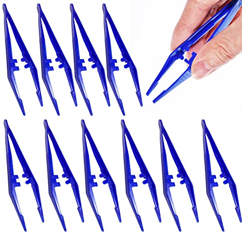 First Aid Tweezers, Plastic Tweezers, Disposable Forceps for Medical, Crafts, Dressing, Gauze, Lab, School, Elementary Science - size: 10 PACK