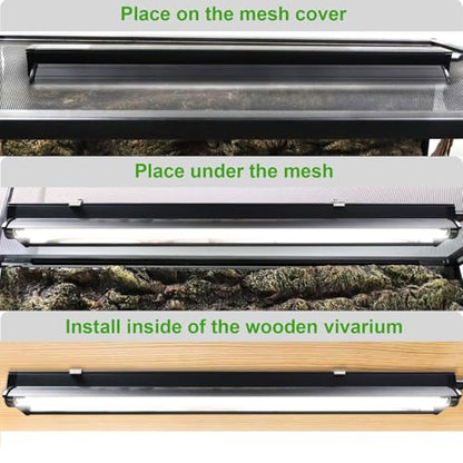 Aiicioo T5 HO UVB Reptile Light Fixture 5.0 8W Light Combo Kit 12 Inch Light Fixture Reptile Terrarium Hood with 8W Reptile Light Bar for Bearded Dragon Lizards Turtle Tank - size: 5.0 8W 12Inch
