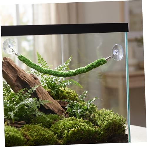 Yardwe Reptile Climbing Rope and Artificial Terrarium Vines, 50cm Faux Green Moss Rope with Flexible Swing, Pet Tank Habitat Decor for Leopard Gecko and Lizard Enclosures