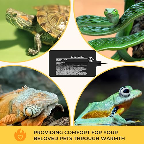 4x7 Inch Reptile Heating Pad 4W Electric Reptile Heat Pad Waterproof Under Tank Terrarium Heat Mats for Reptiles, Amphibians & Small Pets - color: Black, size: 4" x 7"(4W)