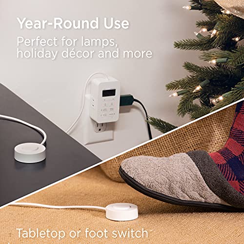 UltraPro Dimmable Digital Outlet Timer with dual polarized sockets, 5ft tether, indoor use, programmable scheduling, countdown function, lamp control, plug-in design, white, single pack, model 50016 - size: 1 Pack