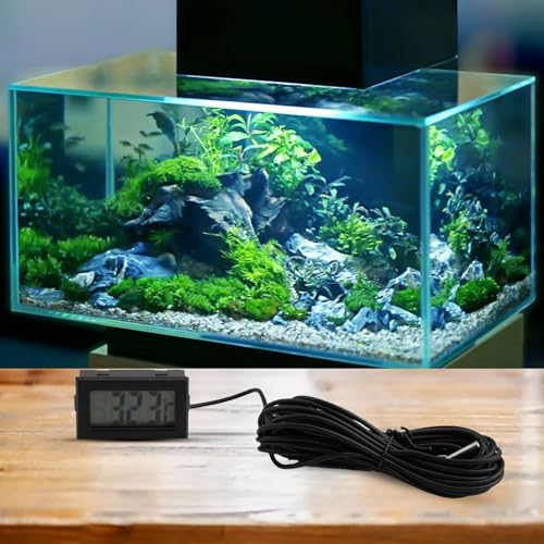 Digital for MINI Thermometer with LCD Display Waterproof Humidity Meter Sensor -50 to 110°C for Aquariums Terrariums and Liquid Measurement Includes for Battery and Black Cable(5 Meters) - size: 5 meters