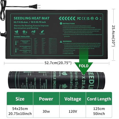 Seedling Heat Mat Durable Waterproof Plant Heating Pad 10"x 20.75" for Germination, Indoor Gardening, Greenhouse - size: 2 Pack