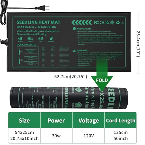 Seedling Heat Mat 3 Pack Durable Waterproof Plant Heating Pad 10"x 20.75" for Germination, Indoor Gardening, Greenhouse - size: 3 PACK